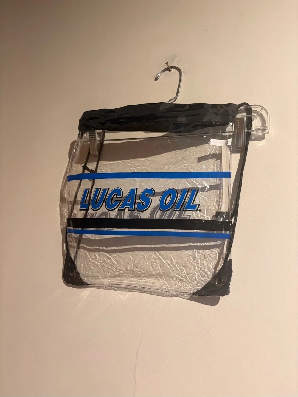 Lucas oil clear backpack